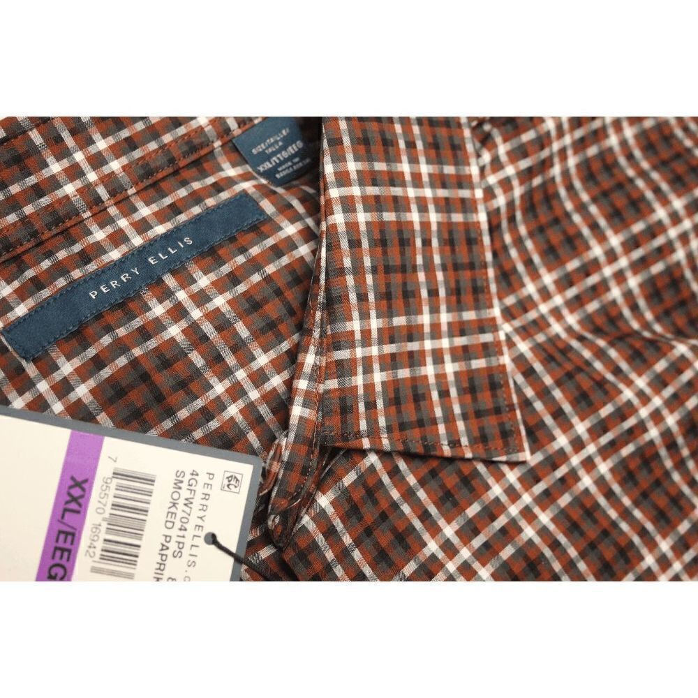 Perry Ellis Rust Print Button Down Shirt - Picture 9 of 9